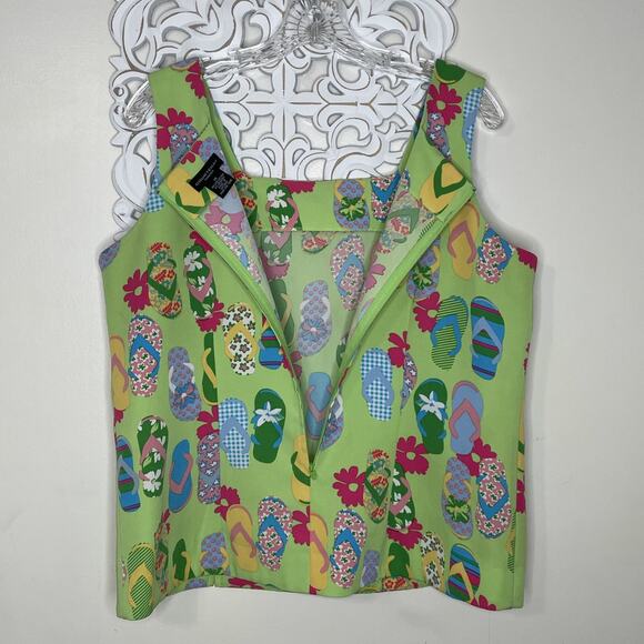 COURTENAY Stretch Women's 14 Tank Top & Skirt 2-Piece Set Flip Flop Print GREEN - Picture 8 of 16